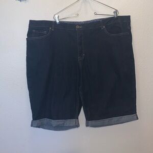 Faded Glory 26W dark wash folded hem Bermuda Jean shorts